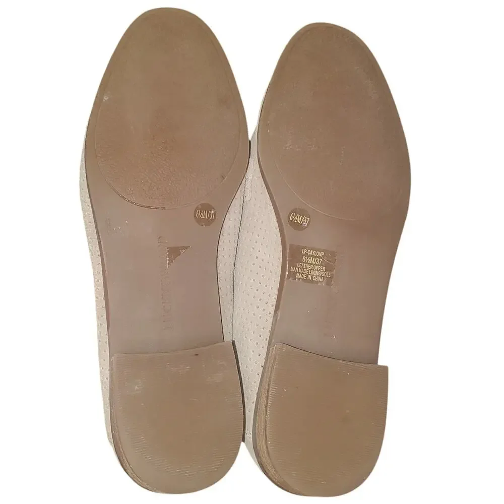 Lucky Brand Caylon 6.5 Taupe Tan Suede Penny Loafers Leather Upper Clean Girl